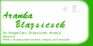 aranka blazsicsek business card